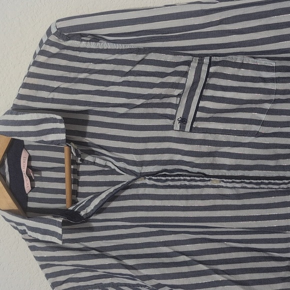 VICTORIA'S SECRET WHITE BLUE STRIPE LONG SLEEVE COTTON SLEEP SHIRT PJS Medium - Picture 4 of 8